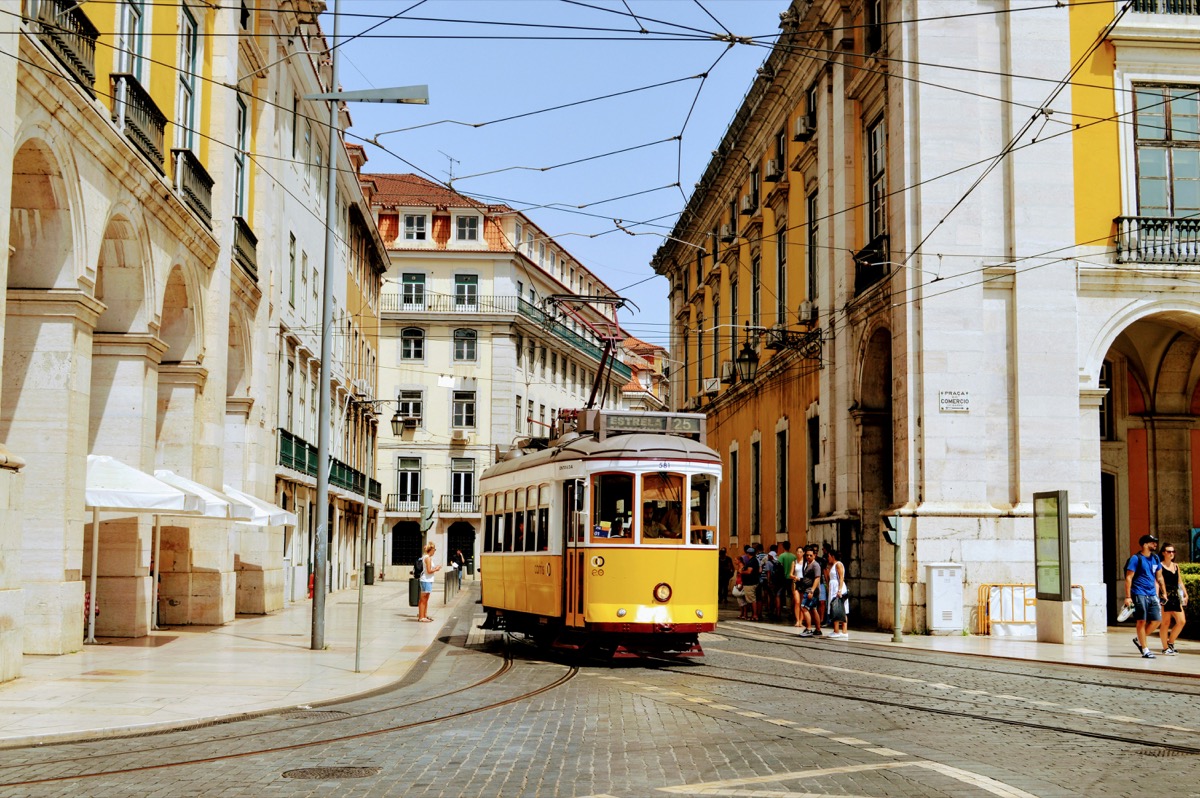 Yellow tram in Lisbon